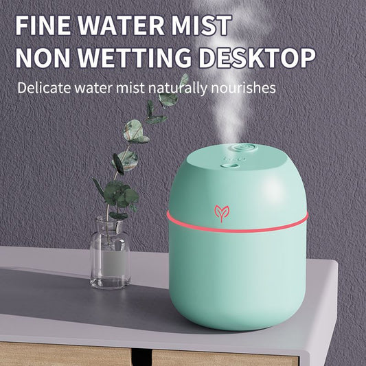 Green Mini USB Humidifier Large Mist - Desktop Ultrasonic Air Humidifier with Colorful LED Light