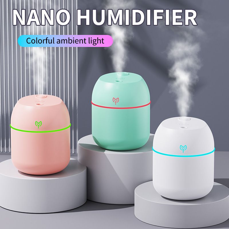 Green Mini USB Humidifier Large Mist - Desktop Ultrasonic Air Humidifier with Colorful LED Light