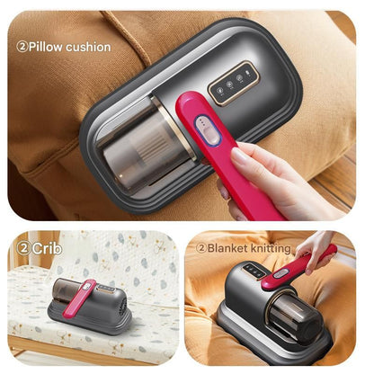 Pearl White Wireless Mite Vacuum Cleaner with UV Light - High Suction Handheld Bed Dust Mite Remover