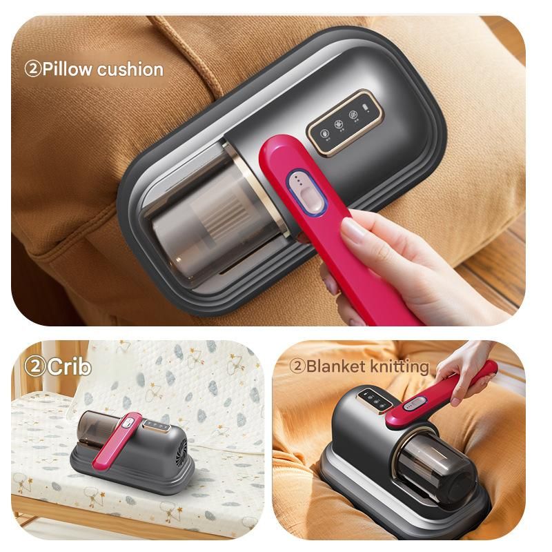 Green Wireless Mite Vacuum Cleaner with UV Light - High Suction Handheld Bed Dust Mite Remover