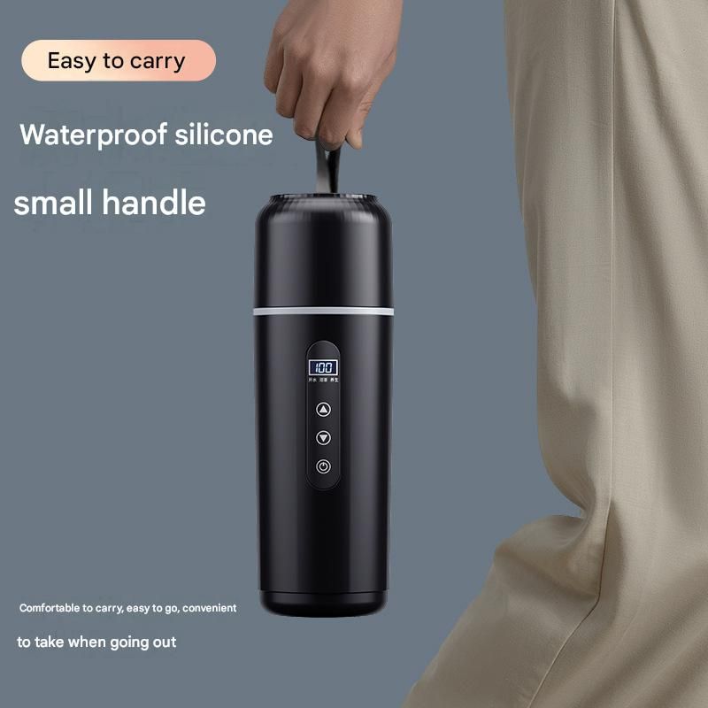 White Portable Car Electric Kettle 12V/24V Universal USB Travel Water Boiler 500ml 316 Stainless Steel Smart Temperature Control