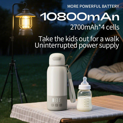 Green Portable Constant Temperature Electric Water Cup 450ml 100W Rechargeable Baby Formula Maker with 316 Stainless Steel