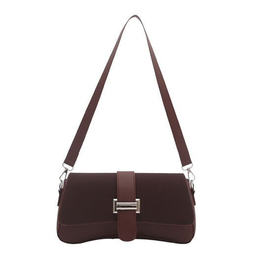 Coffee color Fashion Retro Crossbody Bag French Chic Small Shoulder Bag Women’s Baguette Underarm Bag