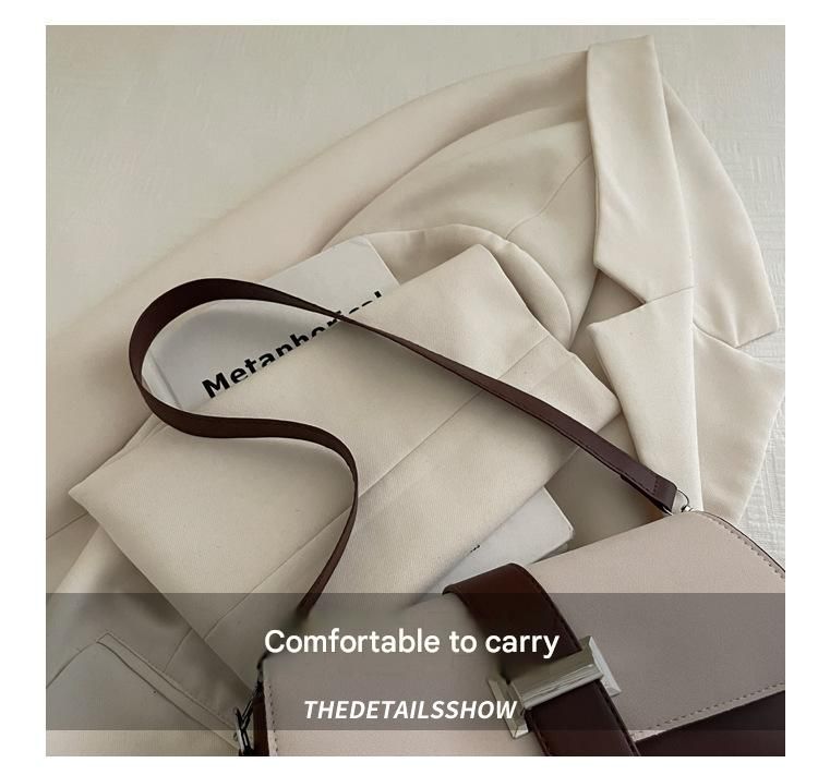 Coffee color Fashion Retro Crossbody Bag French Chic Small Shoulder Bag Women’s Baguette Underarm Bag