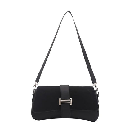 Black Fashion Retro Crossbody Bag French Chic Small Shoulder Bag Women’s Baguette Underarm Bag