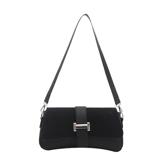 Black Fashion Retro Crossbody Bag French Chic Small Shoulder Bag Women’s Baguette Underarm Bag