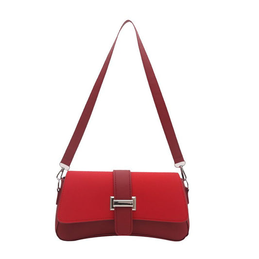 Red Fashion Retro Crossbody Bag French Chic Small Shoulder Bag Women’s Baguette Underarm Bag