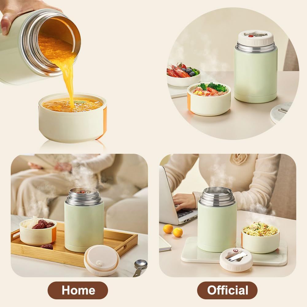 Blue 800ml Stainless Steel Thermal Stew Jar Portable Insulated Lunch Pot with Handle – Vacuum Insulated Soup Container(Retractable style)