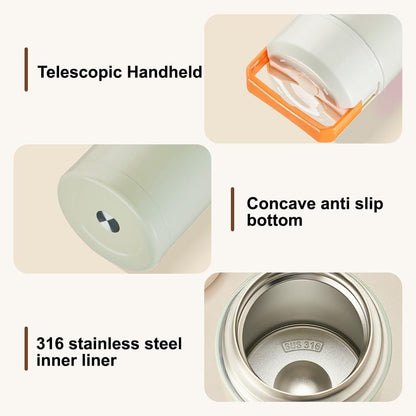 Blue 800ml Stainless Steel Thermal Stew Jar Portable Insulated Lunch Pot with Handle – Vacuum Insulated Soup Container(Foldable model)
