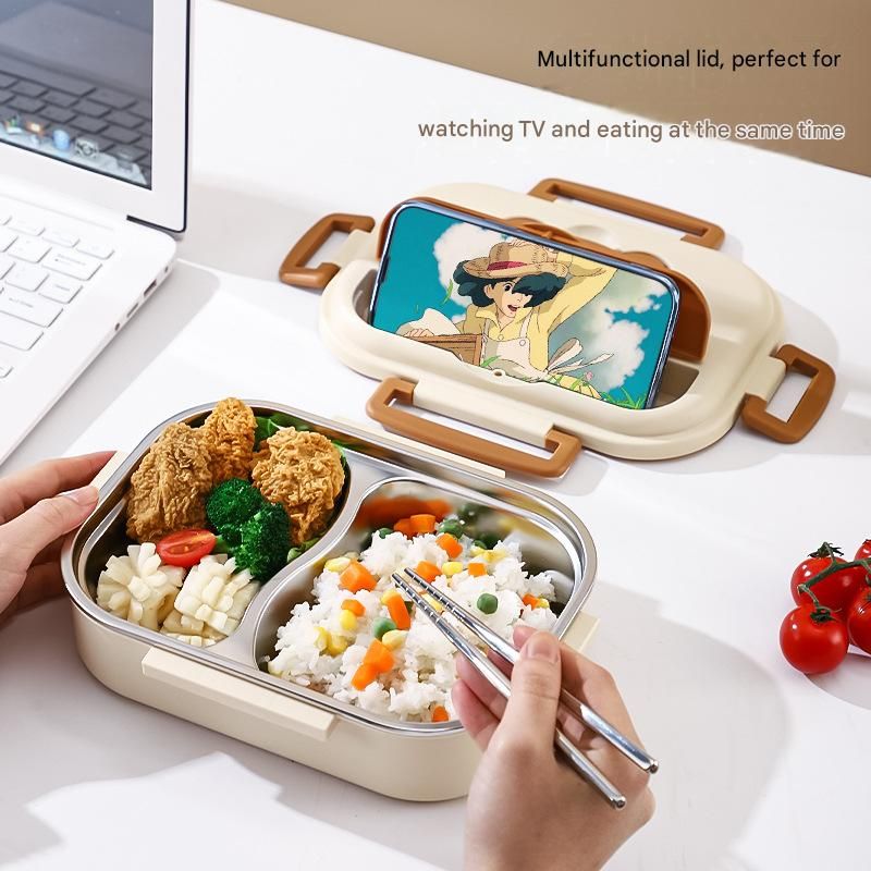2 Grids 316 Stainless Steel Insulated Lunch Box with Compartments Large Capacity Bento Box with Insulated Bag