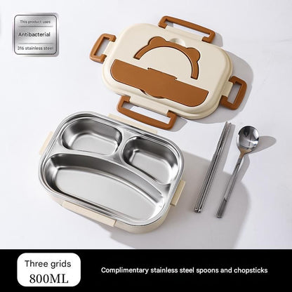 3 Grids 316 Stainless Steel Insulated Lunch Box with Compartments Large Capacity Bento Box with Insulated Bag