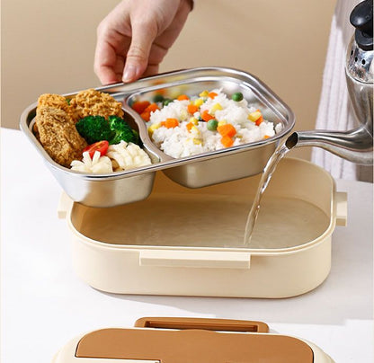 3 Grids 316 Stainless Steel Insulated Lunch Box with Compartments Large Capacity Bento Box with Insulated Bag