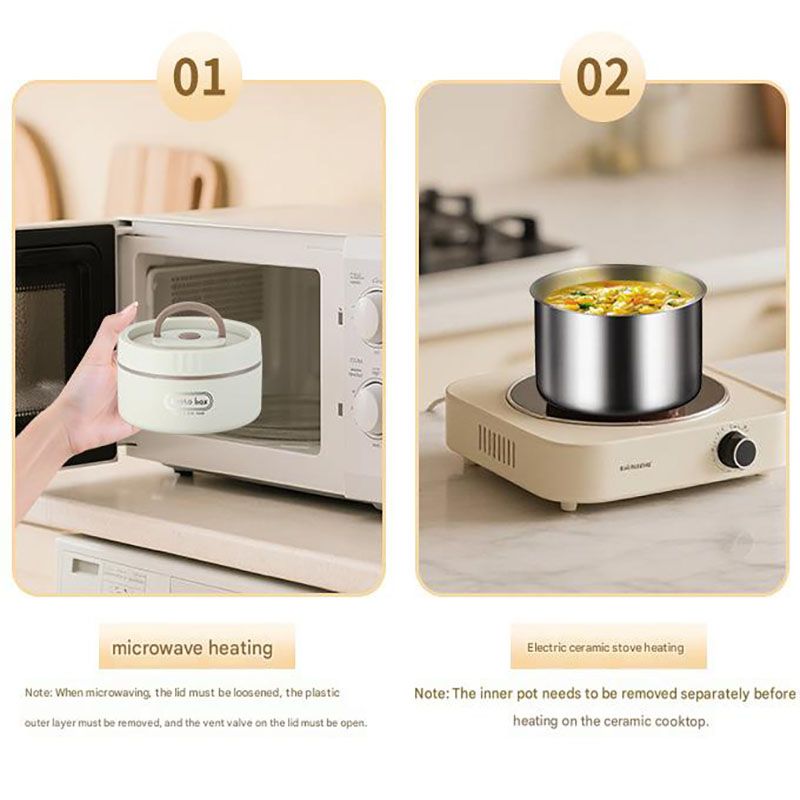 316 Stainless Steel Double Layer Insulated Lunch Box Microwave Safe Round Bento Box with Insulated Bag and Cutlery(1 large, 2 small)