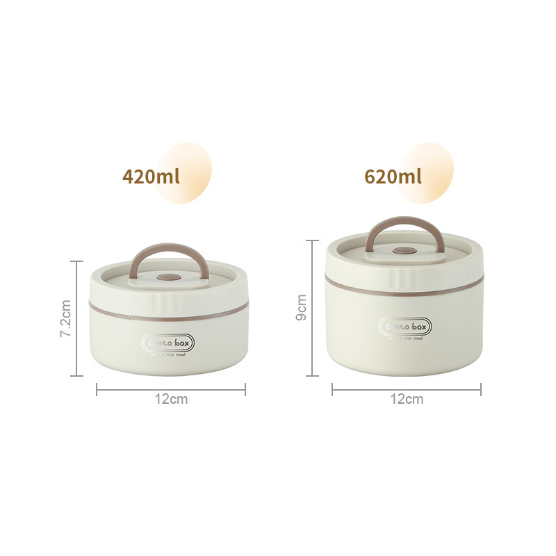 316 Stainless Steel Double Layer Insulated Lunch Box Microwave Safe Round Bento Box with Insulated Bag and Cutlery(1 large, 2 small)