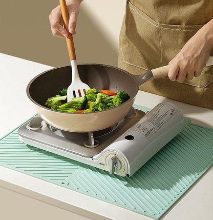 3-Piece Green Silicone Draining Mat Set Kitchen Counter Protector Heat-Resistant Non-Slip Mats Large Medium Small
