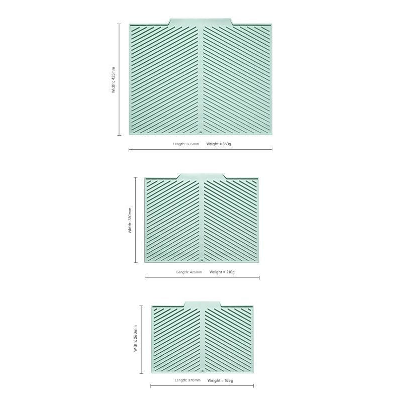 3-Piece Green Silicone Draining Mat Set Kitchen Counter Protector Heat-Resistant Non-Slip Mats Large Medium Small