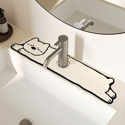 2-Piece Faucet Draining Mat Set Absorbent Sink Splash Guard Quick Dry Counter Mat 10x61cm(West Highland White Terrier)