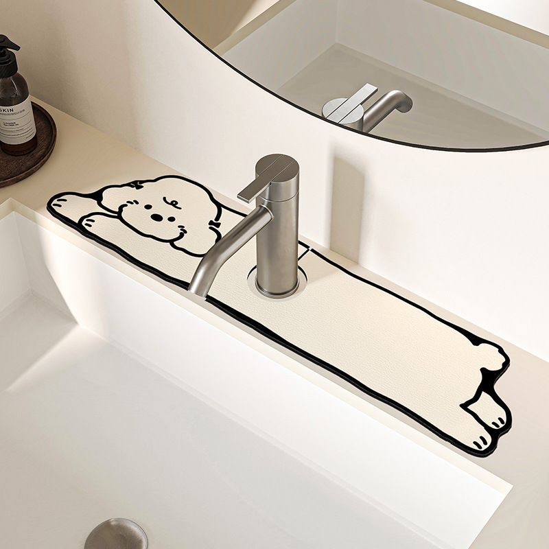 2-Piece Faucet Draining Mat Set Absorbent Sink Splash Guard Quick Dry Counter Mat 10x61cm(Milk-Loving Dog)