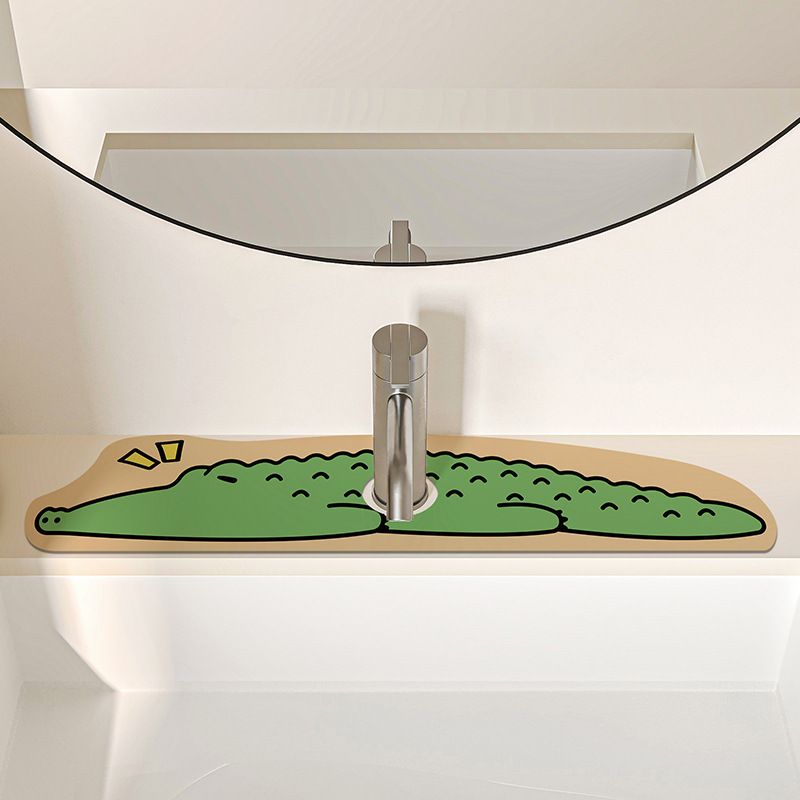 2-Piece Faucet Draining Mat Set Absorbent Sink Splash Guard Quick Dry Counter Mat 10x61cm(Crocodile)