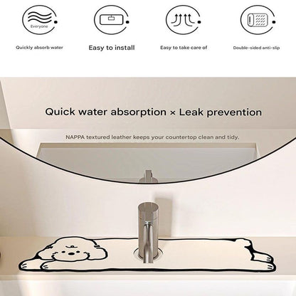 2-Piece Faucet Draining Mat Set Absorbent Sink Splash Guard Quick Dry Counter Mat 10x61cm(Crocodile)