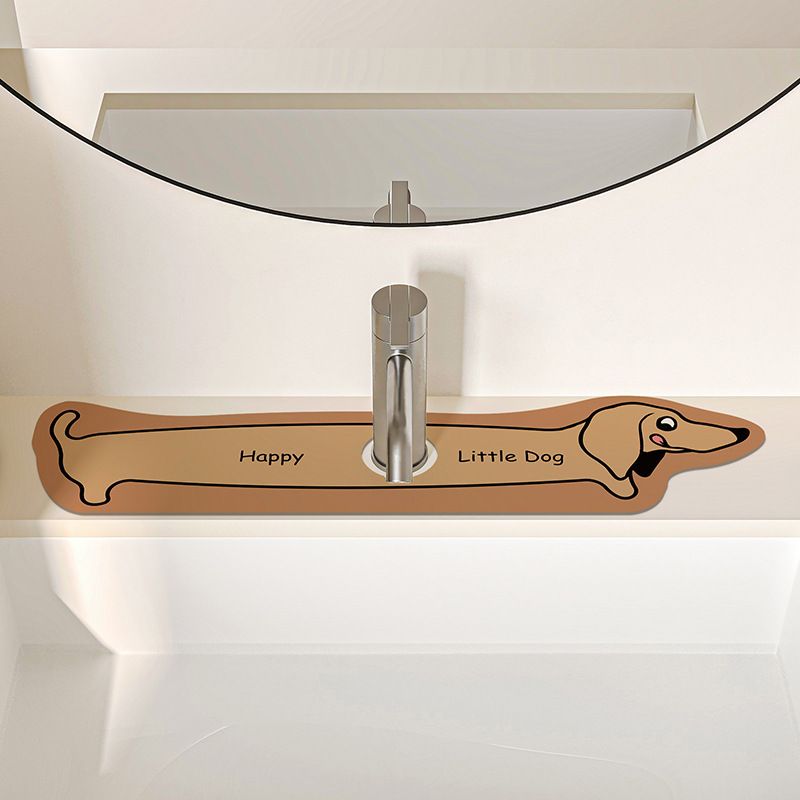 2-Piece Faucet Draining Mat Set Absorbent Sink Splash Guard Quick Dry Counter Mat 10x61cm(Dachshund)