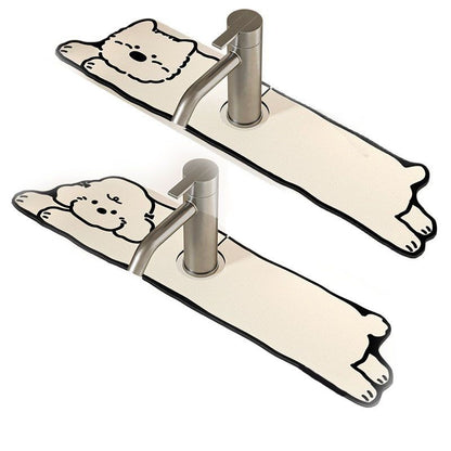 2-Piece Faucet Draining Mat Set Absorbent Sink Splash Guard Quick Dry Counter Mat 10x61cm(west highland white terrier,Milk-Loving Dog)