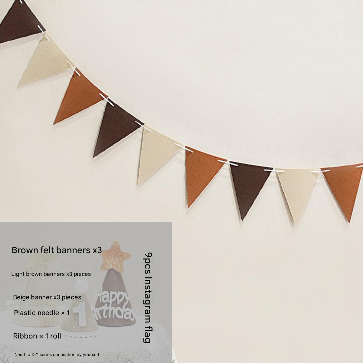 Felt Birthday Banner Set with Interchangeable Numbers 0-9 Pom Pom Garland Pennant Flags Happy Birthday Decoration