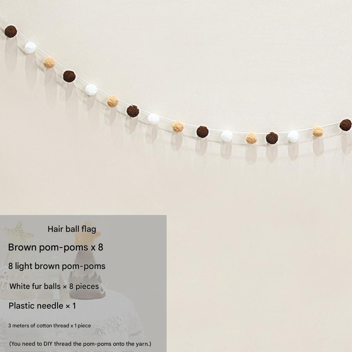 Felt Birthday Banner Set with Interchangeable Numbers 0-9 Pom Pom Garland Pennant Flags Happy Birthday Decoration