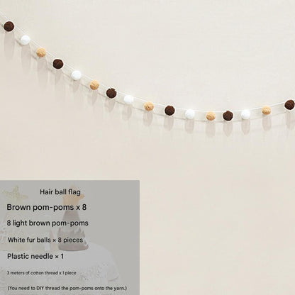 Felt Birthday Banner Set with Interchangeable Numbers 0-9 Pom Pom Garland Pennant Flags Happy Birthday Decoration