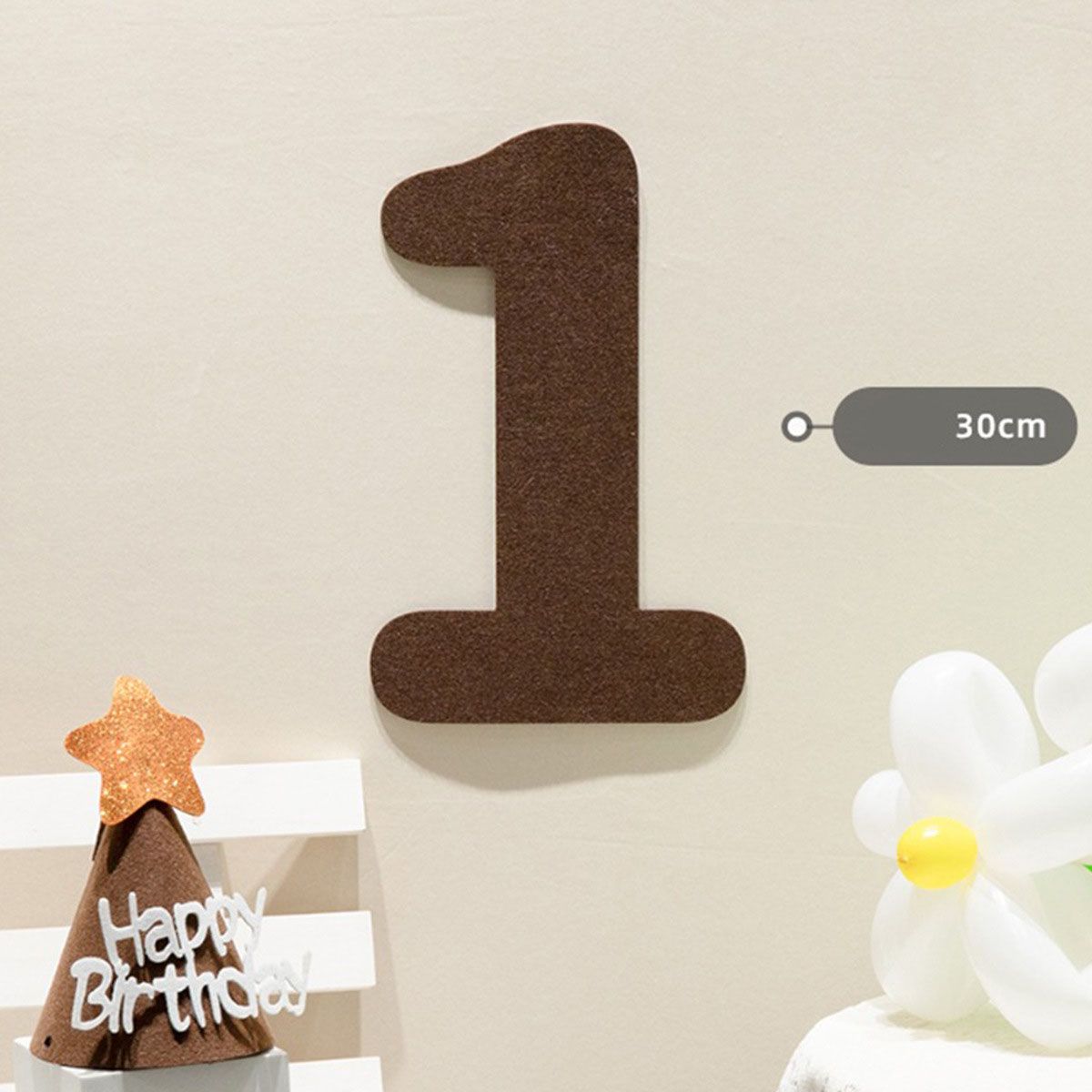 Felt Birthday Banner Set with Interchangeable Numbers 0-9 Pom Pom Garland Pennant Flags Happy Birthday Decoration