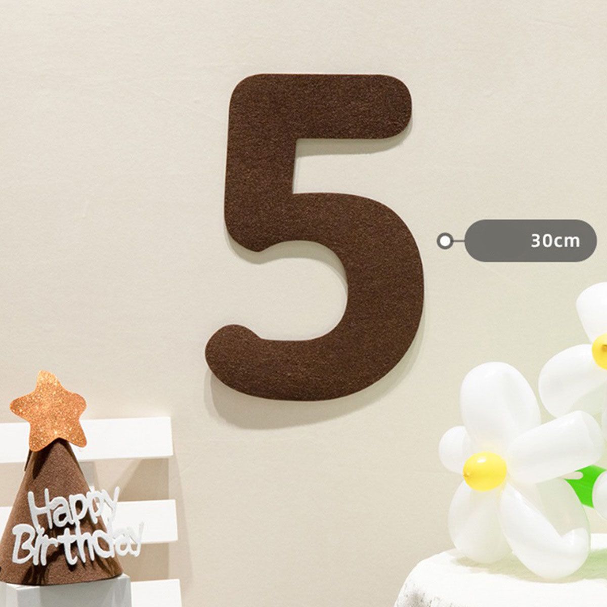 Felt Birthday Banner Set with Interchangeable Numbers 0-9 Pom Pom Garland Pennant Flags Happy Birthday Decoration