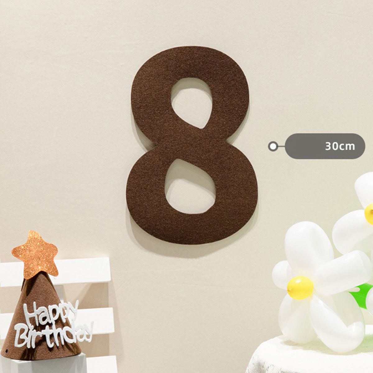 Felt Birthday Banner Set with Interchangeable Numbers 0-9 Pom Pom Garland Pennant Flags Happy Birthday Decoration