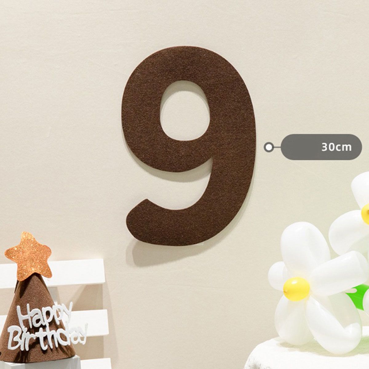 Felt Birthday Banner Set with Interchangeable Numbers 0-9 Pom Pom Garland Pennant Flags Happy Birthday Decoration