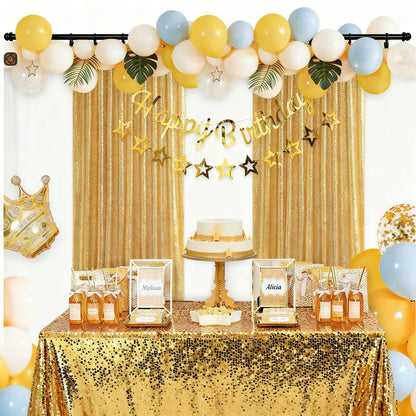 Gold Sequin Backdrop Curtain Party Wedding Photo Booth Background Panel 8FT x 2FT