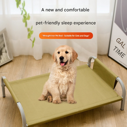 Grey Raised Pet Bed for Medium Dogs Cats Elevated Breathable Dog Cot Washable Anti-Moisture Pet Cot 50x40x20cm