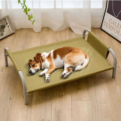Grey Raised Pet Bed for Medium Dogs Cats Elevated Breathable Dog Cot Washable Anti-Moisture Pet Cot 50x40x20cm