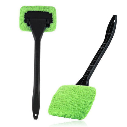 3-Piece Green Car Windshield Cleaning Brush Set Microfiber Defogging Wiper Tool Window Glass Cleaner