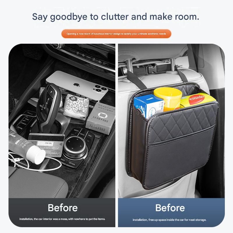 Car Seat Back Organizer Storage Bag Multi-Pocket Vehicle Seatback Holder Black