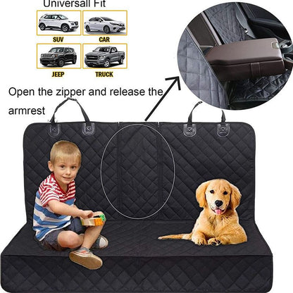 Car Rear Seat Pet Protector Mat Waterproof Dog Cat Back Seat Cover Black