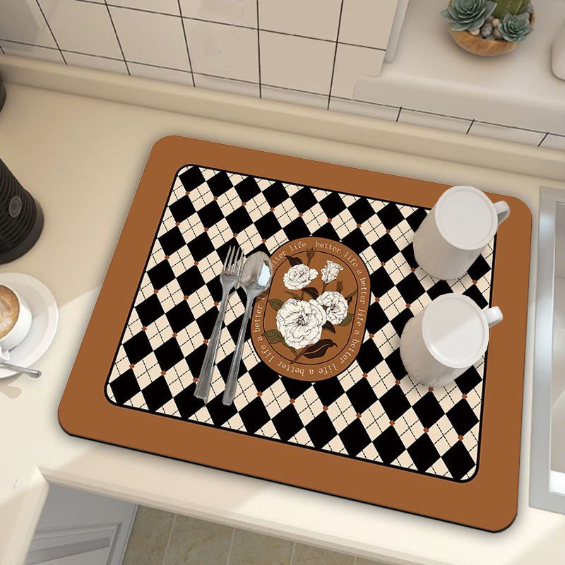 Kitchen Countertop Drainage Mat Absorbent Quick Dry Tech Velvet Dish Drying Pad 40x60cm(CD0075-1)