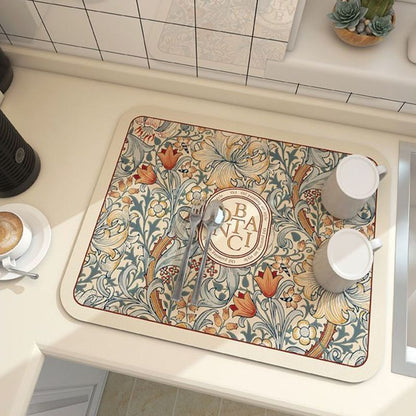 Kitchen Countertop Drainage Mat Absorbent Quick Dry Tech Velvet Dish Drying Pad 40x60cm(CD0076-2)