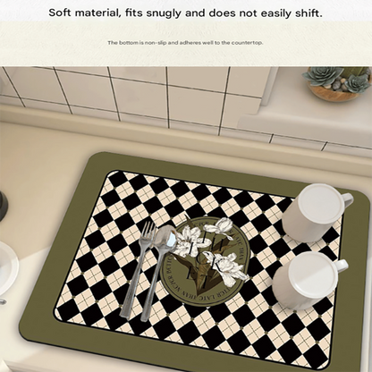 Black Kitchen Countertop Drainage Mat Absorbent Quick Dry Tech Velvet Dish Drying Pad 40x60cm(CD0076-4)