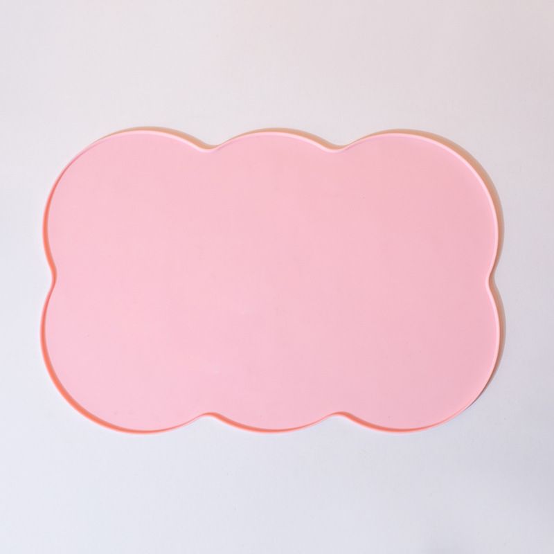 3-Piece Pink Silicone Placemat Set Cloud Shape Non-Slip Heat Resistant Kids Dining Mat