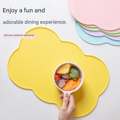 3-Piece Yellow Silicone Placemat Set Cloud Shape Non-Slip Heat Resistant Kids Dining Mat