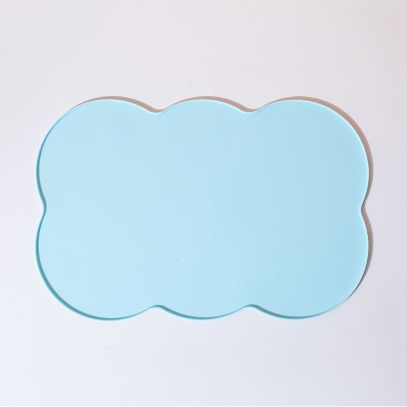 3-Piece Blue Silicone Placemat Set Cloud Shape Non-Slip Heat Resistant Kids Dining Mat