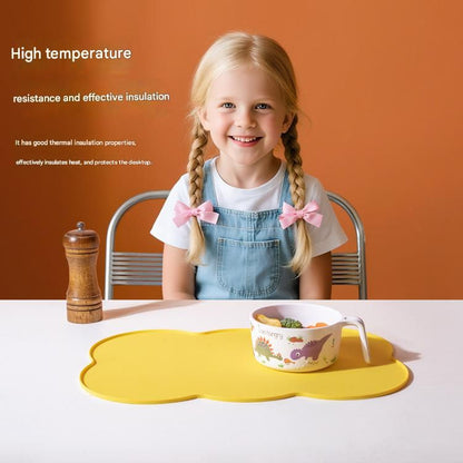 3-Piece Grey Silicone Placemat Set Cloud Shape Non-Slip Heat Resistant Kids Dining Mat