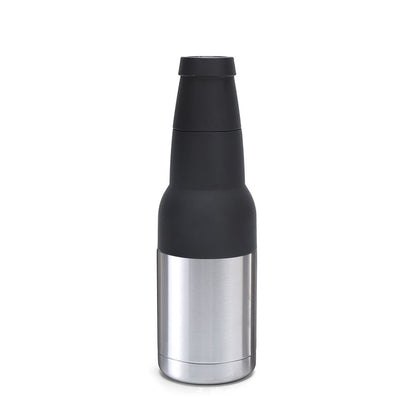 3-in-1 Beer Bottle Insulated Tumbler and Can Cooler with Bottle Opener – Double Wall Stainless Steel Soda Can Insulator & Holder for Car Outdoor Beverage Storage, 12oz Silver