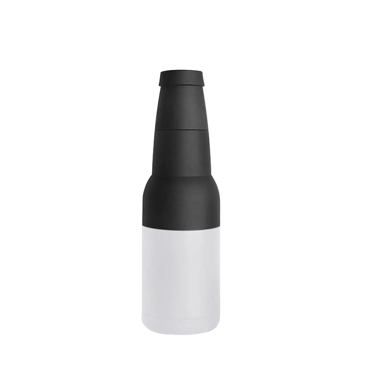 3-in-1 Beer Bottle Insulated Tumbler and Can Cooler with Bottle Opener – Double Wall Stainless Steel Soda Can Insulator & Holder for Car Outdoor Beverage Storage, 12oz White