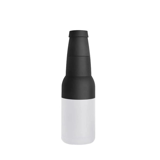 3-in-1 Beer Bottle Insulated Tumbler and Can Cooler with Bottle Opener – Double Wall Stainless Steel Soda Can Insulator & Holder for Car Outdoor Beverage Storage, 12oz White