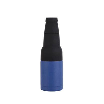 3-in-1 Beer Bottle Insulated Tumbler and Can Cooler with Bottle Opener – Double Wall Stainless Steel Soda Can Insulator & Holder for Car Outdoor Beverage Storage, 12oz Blue